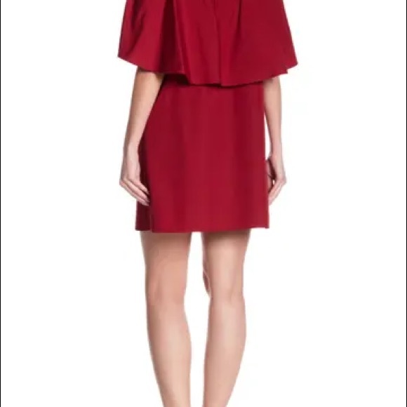 ALICE + OLIVIA JADE CAPED DRESS IN BRIGHT BORDEAUX - Picture 5 of 6